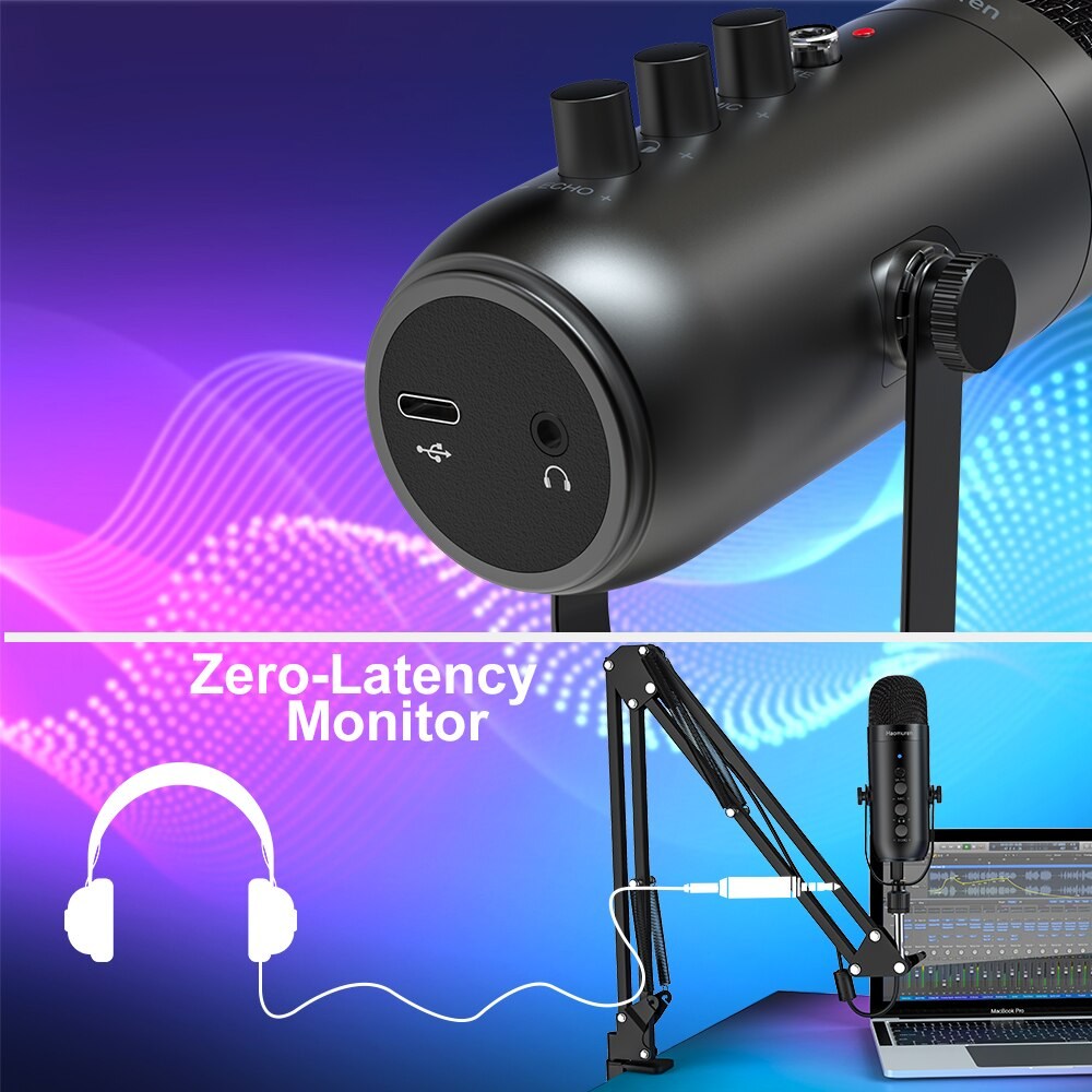 Zealsound Professional USB Streaming Podcast PC Microphone Studio Cardioid Condenser Mic Kit with Bo, black - thumb image