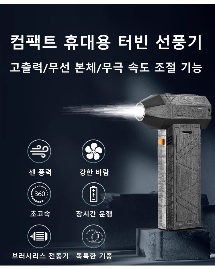 1/1+1 틱톡 상품 폭력 터빈 선풍기 130000RPM 초강력 터보팬 무선 차량용 청소기, 블루*1세트 - thumb image