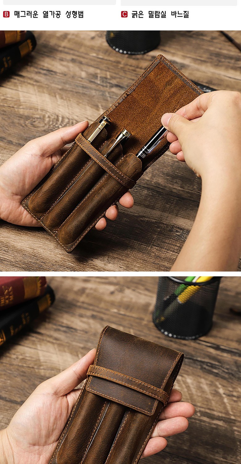 CONTACT'S FAMILY Handmade Fountain Pen Case Leather For